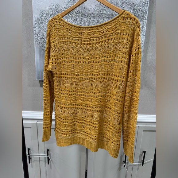 🔴Maurice’s Yellow Solid Open Stitch Boat Neck Sweater - Picture 4 of 4